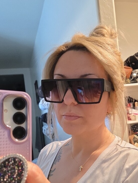 Diff Eyewear Black Sunglasses with Gold Logo main image 9